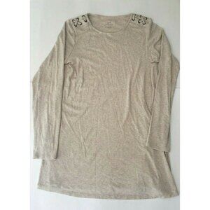 J.Jill Heather Tan Womens Sm Long Sleeve Tunic